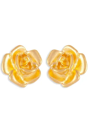 Susan Caplan 1990s floral -plated earrings