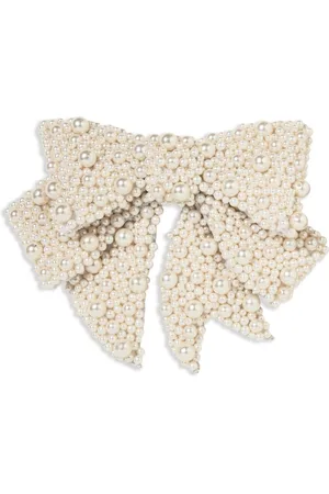 Jennifer Behr Bianca pearl embellished bow barrette