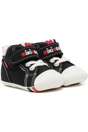 Miki House Logo-embroidered touch-strap sneakers
