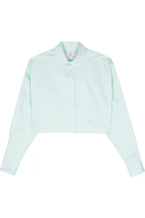 Chiara Ferragni Eyelike-embroidered metallic cropped shirt