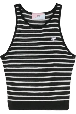 Chiara Ferragni Eyelike-patch striped sleeveless top
