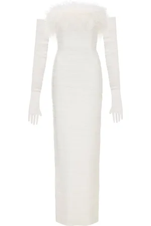 Rebecca Vallance Lilly feather-trim gown