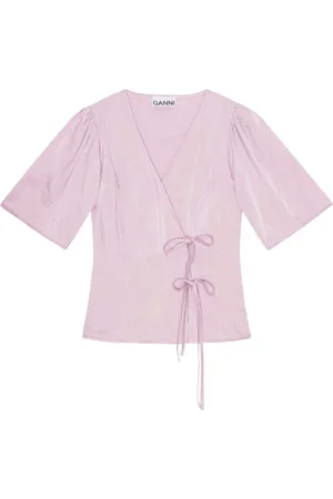 Ganni V-neck wrap blouse