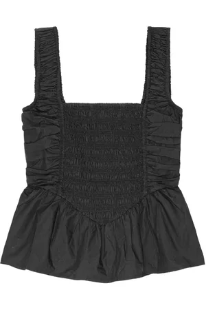 Ganni Gathered detailing peplum blouse