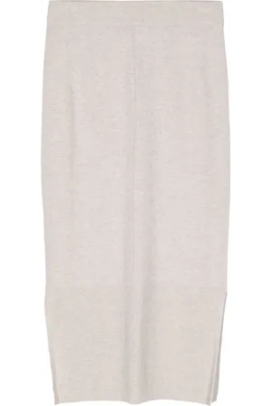 N.PEAL Side-slit cashmere skirt
