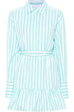Patou Striped ruffled mini dress