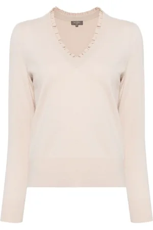 N.PEAL Ruffle-trim cashmere jumper