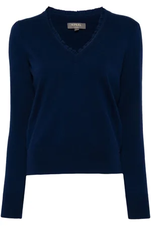 N.PEAL Ruffle-trim cashmere jumper