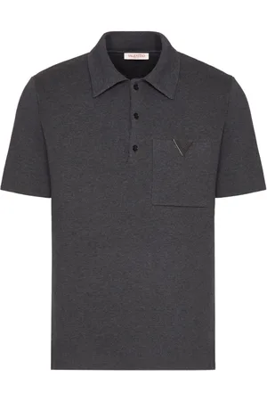 VALENTINO GARAVANI Logo-plaque m??lange-effect polo shirt