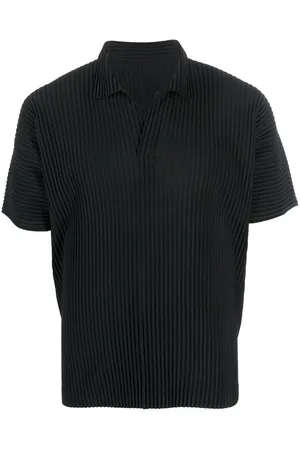 Issey Miyake Basic pliss?? polo shirt