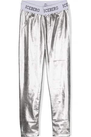 Iceberg Logo-waistband laminated leggings