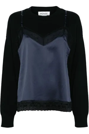 MONSE Slip-detailed wool-blend jumper
