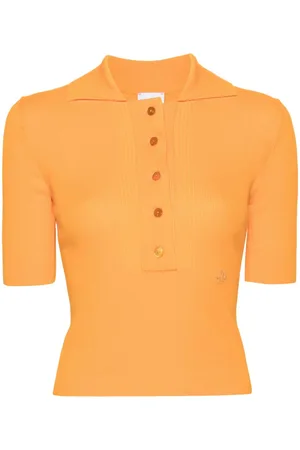 Patou Ribbed short-sleeve polo top