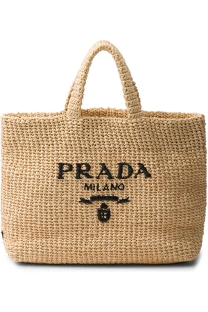 Prada Logo-embroidered crochet tote bag