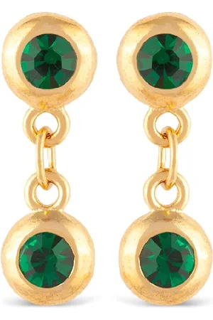 Susan Caplan 1990s pre-owned Swarovski-emerald drop earrings