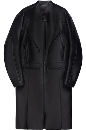 Courrèges Logo-debossed leather coat