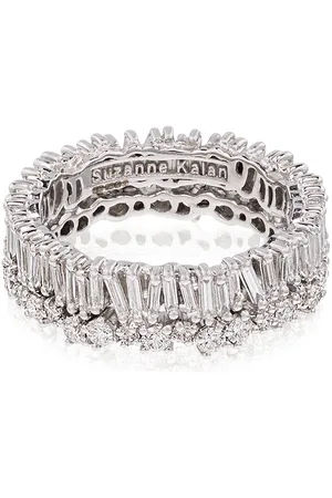 Suzanne Kalan 18kt white gold baguette diamond ring