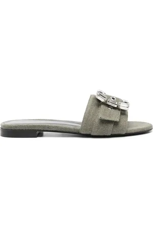 ROBERTO FESTA Crystal-buckle denim slippers