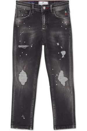 Philipp Plein Ripped-detail straight-leg jeans