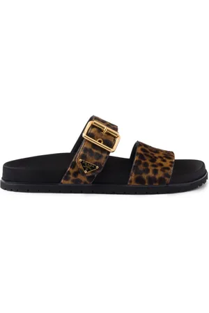 Prada Triangle-logo animal-print sandals