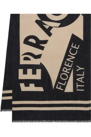 Salvatore Ferragamo Intarsia knit-logo wool scarf