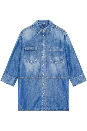 Ganni Logo-embellished denim shirt