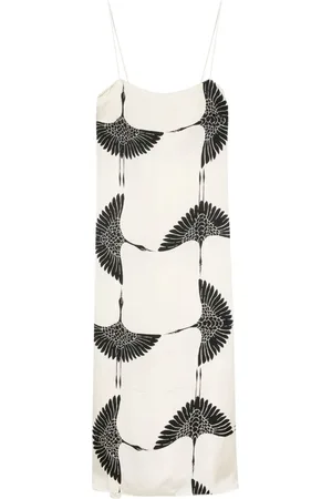 Khaite Sicily Crane-print midi dress