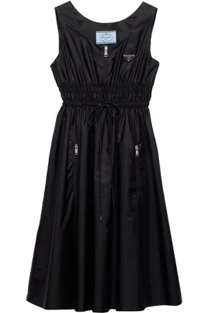 Prada Logo-appliqu?? Re-Nylon midi dress