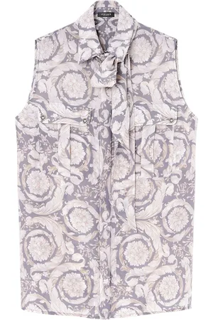 VERSACE Barocco Lavalli??re silk blouse