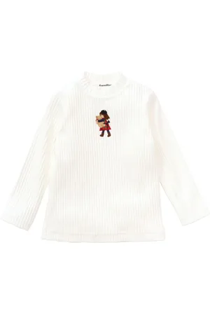 Familiar Bear-embroidered ribbed top