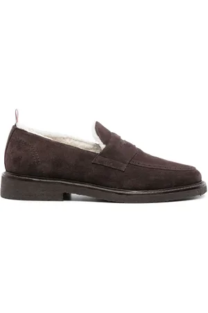 Thom Browne Shearling-lining suede penny loafers