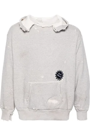 SAINT MXXXXXX Distressed-finish cotton hoodie