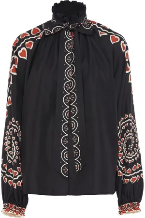 La DoubleJ Cerere silk Plac??e-print blouse
