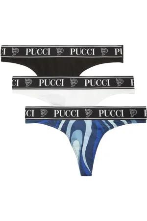 Puccini Logo-print cotton thong (set of three)