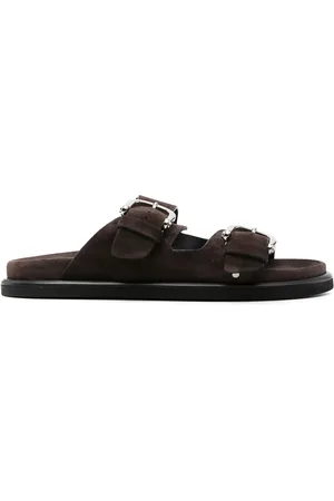 P.A.R.O.S.H. Double-buckle suede slides