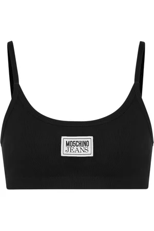 Moschino Logo-appliqu?? ribbed bra top