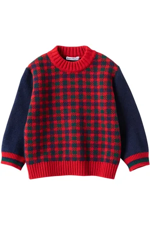 Familiar Check-pattern wool-blend jumper