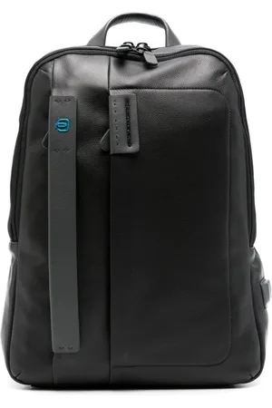 Piquadro Logo-plaque leather laptop backpack