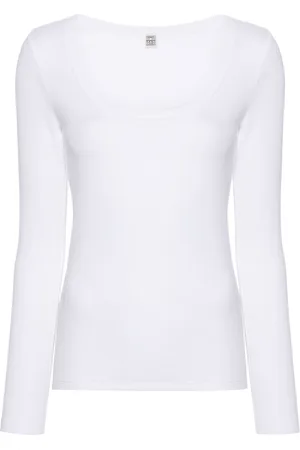 Totême Scoop-neck fine-ribbed T-shirt