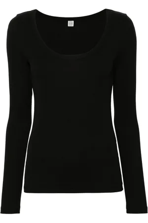 Totême Scoop-neck fine-ribbed T-shirt