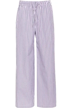 Palm Angels Logo-tag striped straight trousers