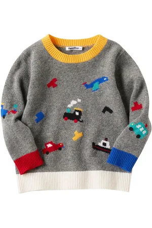 Familiar Patterned intarsia-knit wool jumper