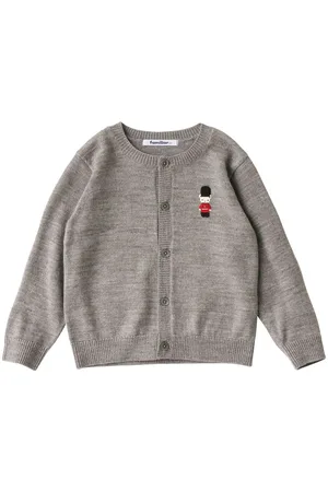 Familiar Embroidered fine knit cardigan