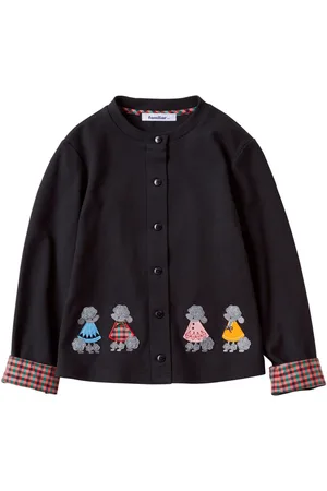 Familiar Embroidered motif cotton cardigan
