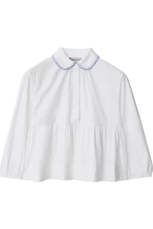 Burberry Contrast-stitched cotton peplum blouse
