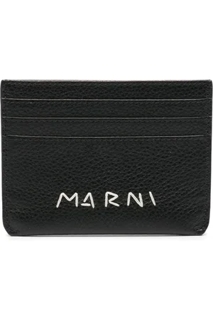 Marni Logo-embroidered leather card holder