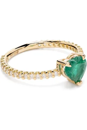 Shay 18kt yellow Zambian emerald and diamond pinky ring