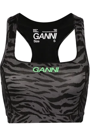 Ganni Logo zebra-print crop top