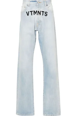 VTMNTS Logo-embroidered cotton jeans