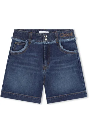 Chloé Logo-embroidered denim shorts